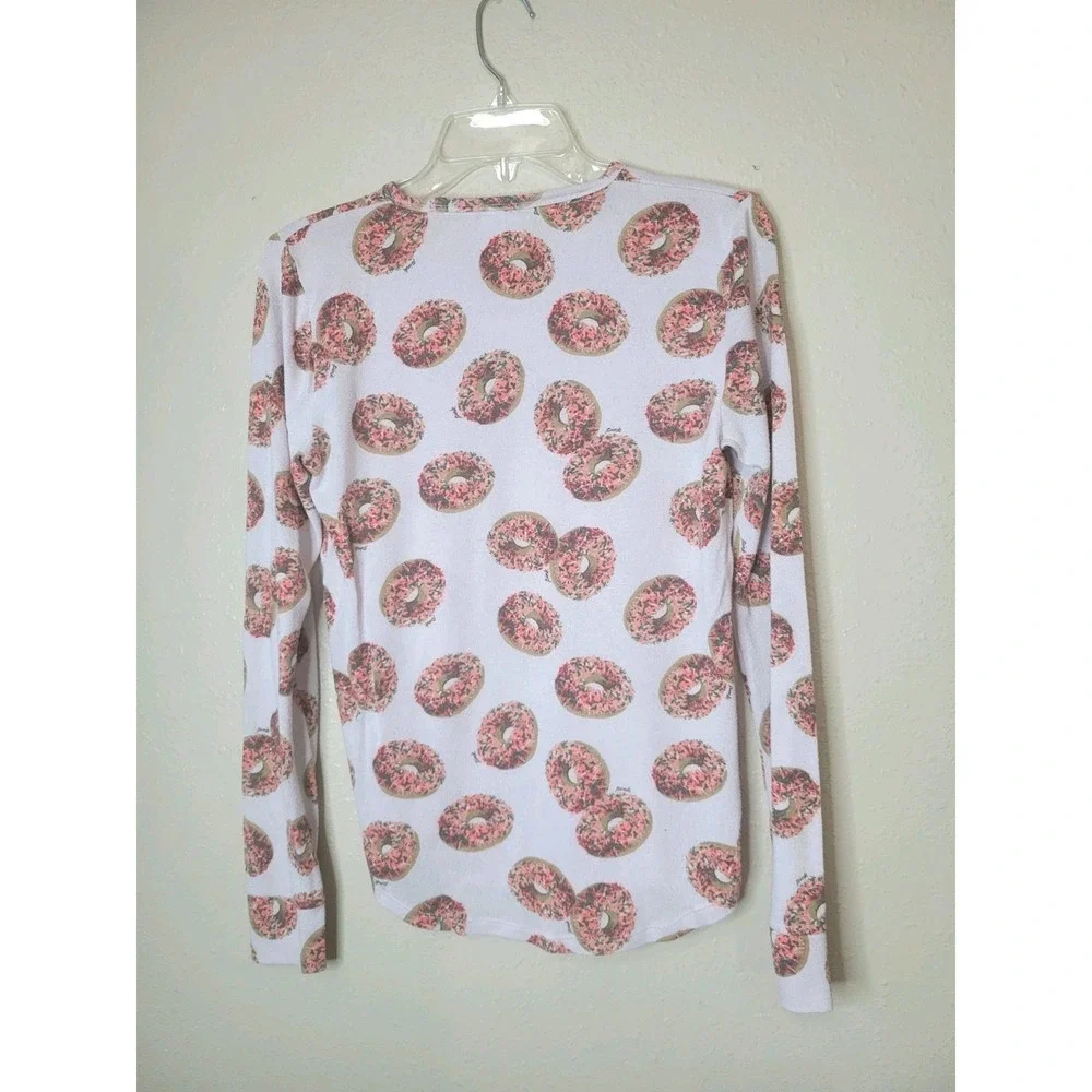 Victoria's Secret PINK Sleepwear Pajama Top Donuts Cozy Tee Long Sleeve Sz M‎